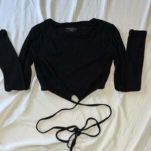 White Fox Longsleeve Cropped Strappy Top